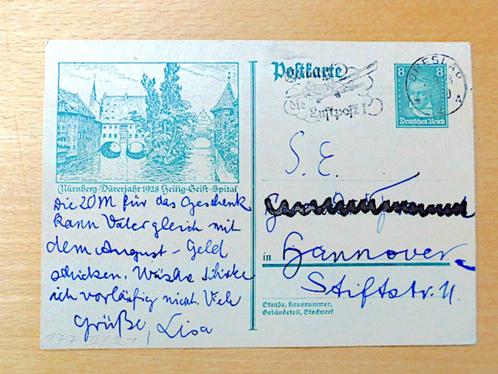 Duitse Rijk/  postwaardestuk Nurnberg 1928, Postzegels en Munten, Postzegels | Europa | Duitsland, Ophalen of Verzenden