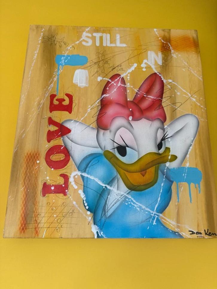 Schilderij Don Ken ORIGINEEL Pop-Art met Daisy Duck, Antiek en Kunst, Kunst | Schilderijen | Modern, Ophalen