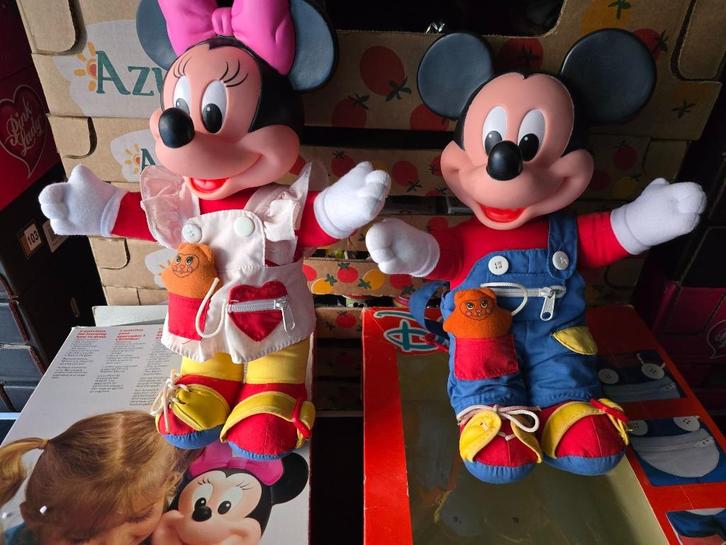 Disneyfiguren - Mickey en Minnie - Vintage, Verzamelen, Disney, Gebruikt, Beeldje of Figuurtje, Mickey Mouse, Ophalen