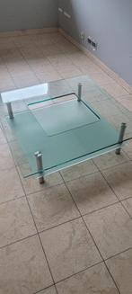 Glazen salontafel van 1x1 m, Huis en Inrichting, Tafels | Salontafels, Ophalen, Vierkant, Minder dan 50 cm, Moderne