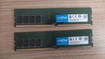 2x - Crucial 8GB DDR4-2400 Memory, Computers en Software, RAM geheugen, DDR4, 8 GB, Ophalen of Verzenden, Zo goed als nieuw