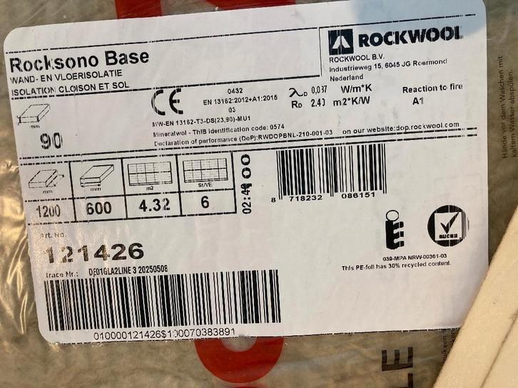 Isolatie Rockwool - 3 pakken (13m²), Doe-het-zelf en Bouw, Isolatie en Afdichting, Nieuw, Vloerisolatie, Muurisolatie, Steenwol