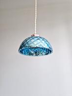 Blauwe vergulde glazen hanglamp, jaren 20, Antiek en Kunst, Ophalen of Verzenden