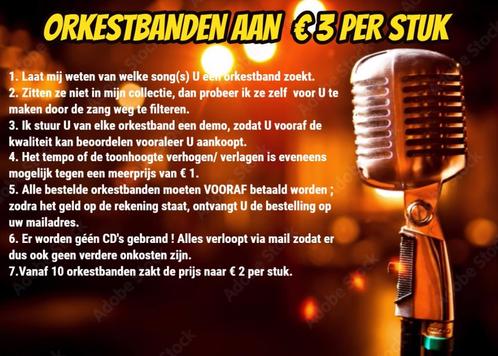 IK BEZORG U DE ORKESTBANDEN DIE U ZOEKT AAN 3 € PER STUK, Musique & Instruments, Playbacks, Neuf, Téléchargement ou E-mail, Envoi