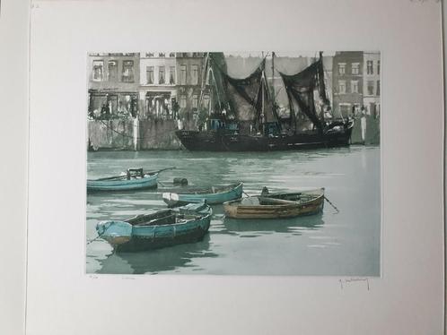 « Ostende » Roger Hebbelinck (1912-1987) Signé 27/350, Antiquités & Art, Art | Peinture | Abstraite, Enlèvement ou Envoi