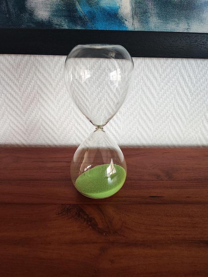 Glazen design zandloper 5 minuten, Antiek en Kunst, Antiek | Glaswerk en Kristal, Ophalen of Verzenden