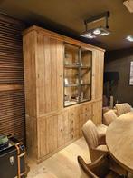 vitrinekast met verlichting in teakhout NIEUW, Huis en Inrichting, 200 cm of meer, Teakhout, Nieuw, Ophalen of Verzenden