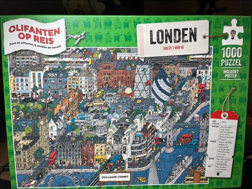 Puzzel Londen Reeks Olifanten op reis van Guillaume Cornet, Hobby en Vrije tijd, Denksport en Puzzels, Zo goed als nieuw, Legpuzzel