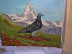 Schilderij van een prijsduif voor de Matterhorn, Dieren en Toebehoren