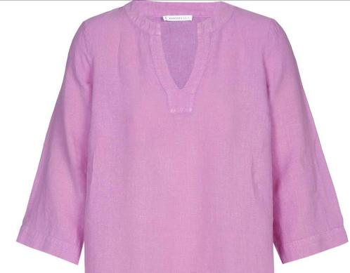 XANDRES GOLD, Mauve linnen blouse/tuniek, maat 50, Kleding | Dames, Blouses en Tunieken, Zo goed als nieuw, Paars, Ophalen of Verzenden