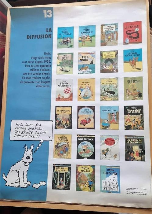 tintin-rare affiche hors commerce -1991, Verzamelen, Stripfiguren, Zo goed als nieuw, Beeldje of Figuurtje, Kuifje, Ophalen of Verzenden