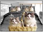 Dekbedovertrek 2 katten in Mand 160 * 200 Cm, Nieuw, Dekbedovertrek, Ophalen of Verzenden, Tweepersoons