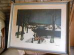 Saverys Albert Leie winterlandschap lithografie, Antiek en Kunst, Kunst | Schilderijen | Klassiek, Ophalen