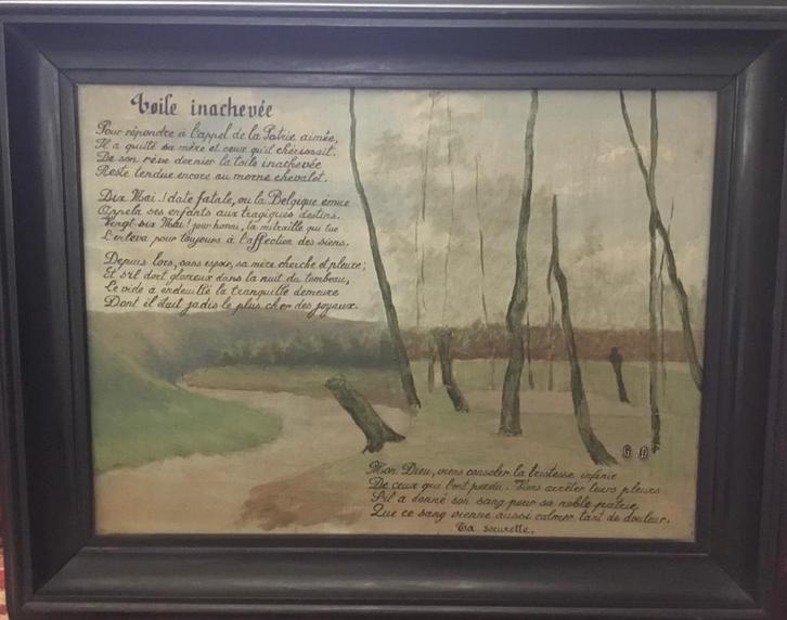 Schilderij gesneuvelde soldaat WOII. Uniek stuk., Antiek en Kunst, Kunst | Schilderijen | Klassiek, Ophalen