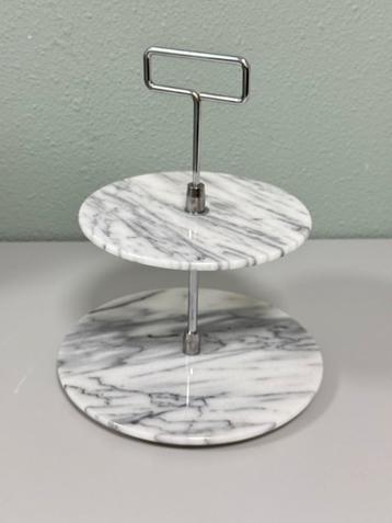 Vintage marmer marmeren Stijlvolle Etagere 2-laags 30 x 26cm beschikbaar voor biedingen