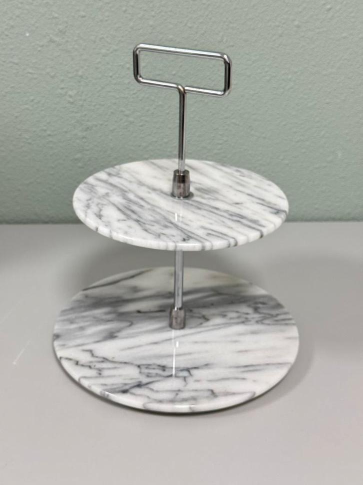 Vintage marmer marmeren Stijlvolle Etagere 2-laags 30 x 26cm, Huis en Inrichting, Woonaccessoires | Etagères, Ophalen of Verzenden