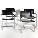 Bauhaus Breuer Stam design stoelen Matteo Grassi zwart leer, Vier, Design, Gebruikt, Metaal