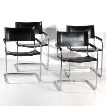 Bauhaus Breuer Stam design stoelen Matteo Grassi zwart leer