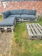 Palletkussens 4stuks + europallet lounge, Tuin en Terras, Tuinsets en Loungesets, Ophalen, Gebruikt, 8 zitplaatsen, Loungeset