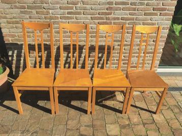 4 stoelen voor aan keukentafel, goudbruin, hout