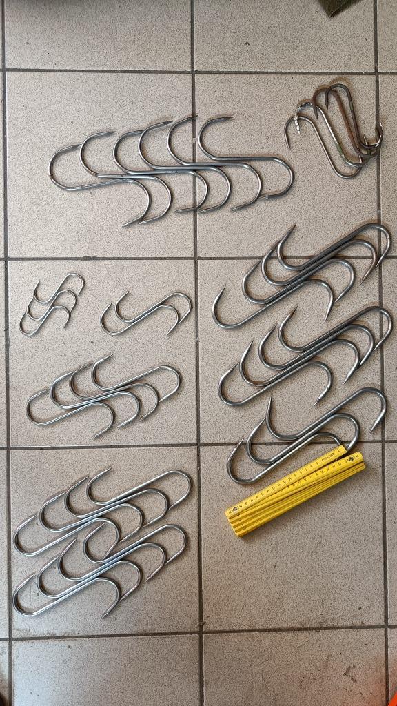 20 vleeshaken diverse maten, Antiek en Kunst, Curiosa en Brocante, Ophalen