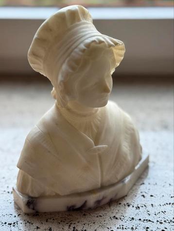 BUSTE ANCIEN EN ALBÂTRE SUR MARBRE ART NOUVEAU VERS 1900, Enlèvement ou Envoi, Comme neuf, Humain