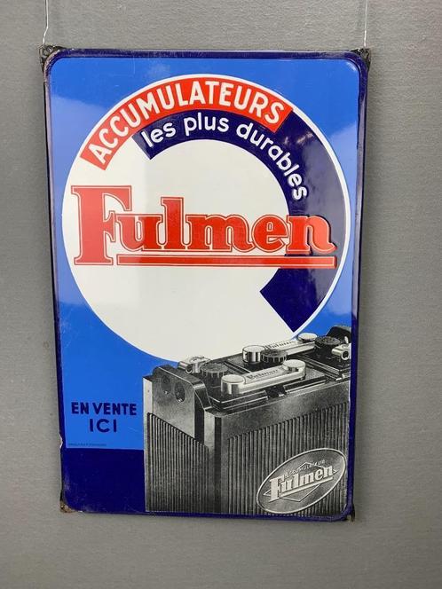 Origineel oud Fulmen accu’s Emaille reclamebord 58X38cm 1960, Collections, Marques & Objets publicitaires, Comme neuf, Panneau publicitaire