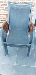 6 Hartman tuinstoelen in metaal met stoffen overtrek, Tuin en Terras, Ophalen, Gebruikt, Metaal, Stapelbaar