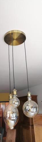 Zeer originele design hangkroonluchter 3 glazen bollen, Huis en Inrichting, Lampen | Hanglampen, Design, Zo goed als nieuw, Ophalen