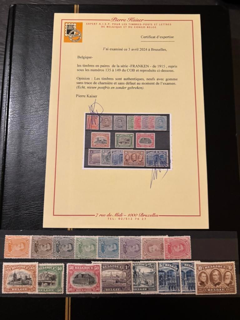 OBP 135-149** FRANKEN met certificaat kaiser, Ophalen