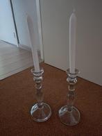 2 oude glazen kandelaars, Antiek en Kunst, Ophalen, Glas