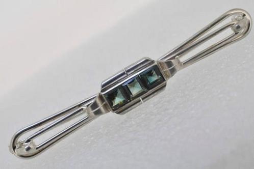 Teka, Theodore Klotz. Art deco broche 835, 3 toermalijnen (6, Handtassen en Accessoires, Broches, Zo goed als nieuw, Zilver, Ophalen