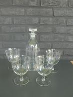 OUD KRISTAL GESLEPEN GLAZEN PLUS KARAF OF FLES, Antiek en Kunst, Ophalen