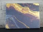 Abstract modern acryl canvas 18*24cm bordeau/goud, Ophalen of Verzenden