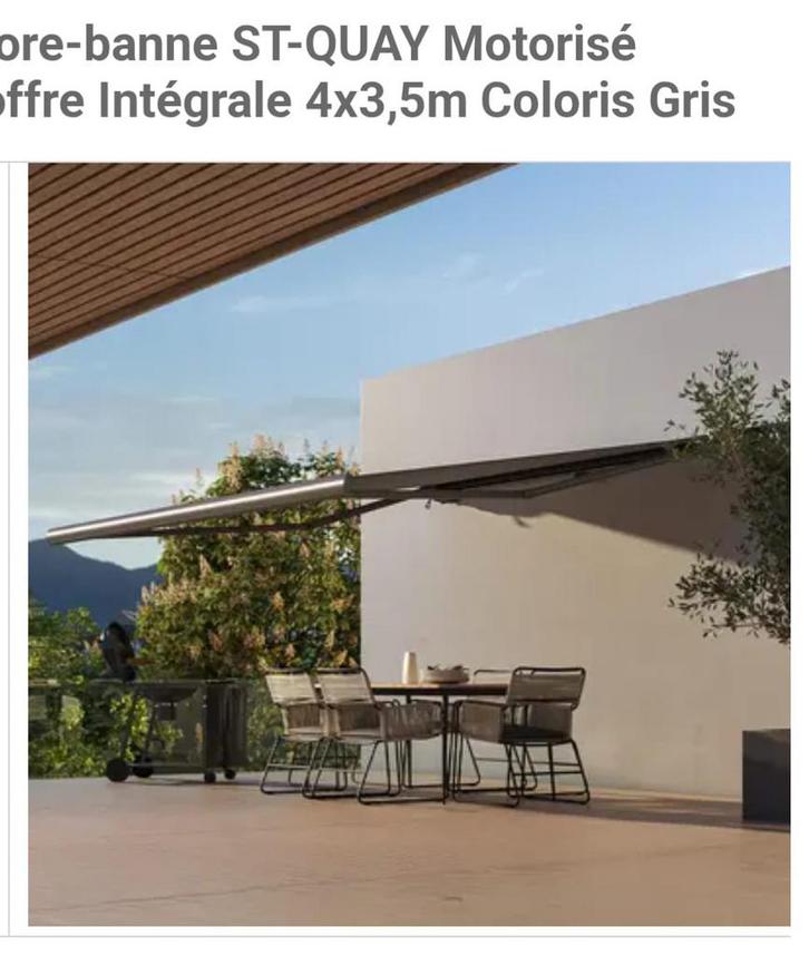 Store banne motorisé avec telecomande 4mx3.5m, Tuin en Terras, Zonneschermen, Nieuw, Knikarmscherm, 250 cm tot 450 cm, Elektrisch