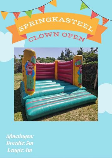 Springkasteel de clown (open) te huur, Enlèvement, Comme neuf