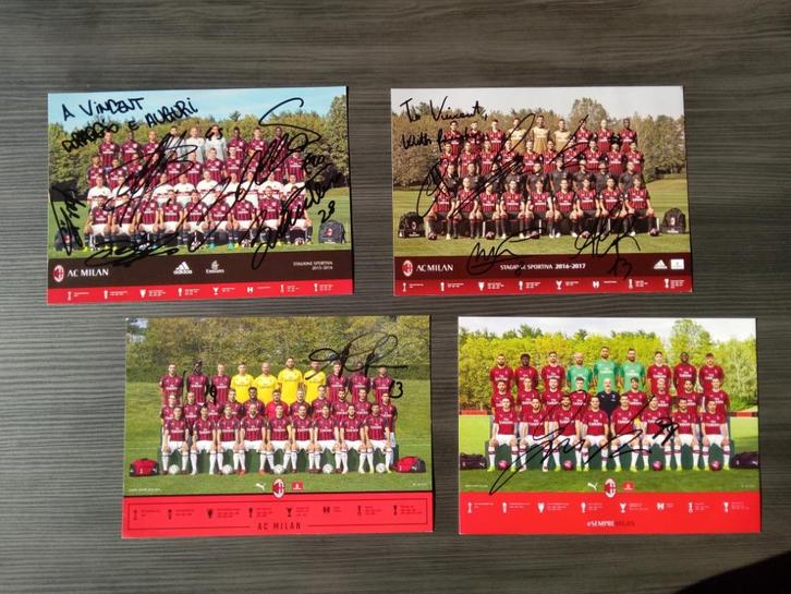 Origineel gesigneerde selectie kaarten van AC Milan, Verzamelen, Sportartikelen en Voetbal, Nieuw, Spelerskaart, Ophalen of Verzenden