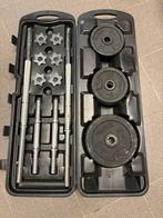 Halterset voor krachttraining 50kg met buikspierbank, Sport en Fitness, Fitnessmaterialen, Ophalen, Gebruikt, Benen, Halterset