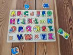 Houten puzzel van het alfabet, drukletters en kleine letters, Ophalen, 2 tot 4 jaar, Gebruikt, 10 tot 50 stukjes