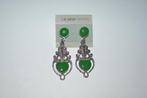 Groene oorbellen in Art-Deco stijl, Vert, Autres matériaux, Pendantes, Enlèvement ou Envoi