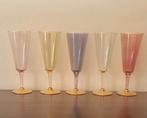 5 champagne glazen  pastelkleur, Verzamelen, Glas en Drinkglazen, Ophalen of Verzenden, Zo goed als nieuw