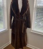 Vintage Leren Bruine Lange Jas maat M, Kleding | Dames, Jassen | Winter, Verzenden, Zo goed als nieuw, Maat 38/40 (M)