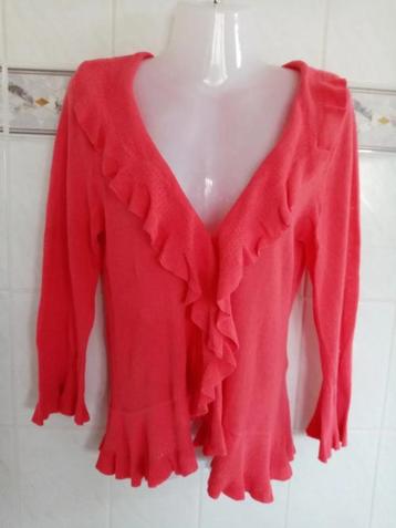 Soon : roze - rood zomerse vest , open cardigan gilet , mt S beschikbaar voor biedingen