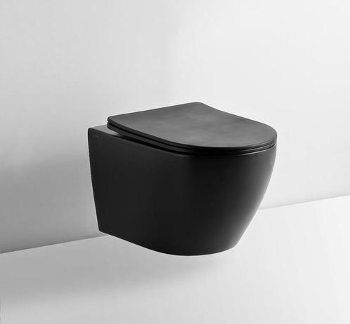 Rimless Toiletpot met Softclose WC-bril Mat zwart, Doe-het-zelf en Bouw, Sanitair, Nieuw, Toilet, Ophalen of Verzenden