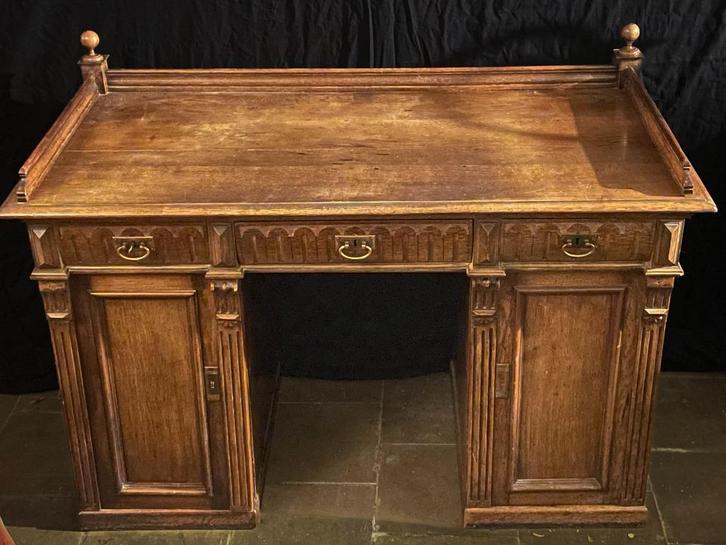 Vintage bureau in massief eikenhout, Antiek en Kunst, Antiek | Meubels | Kasten, Ophalen