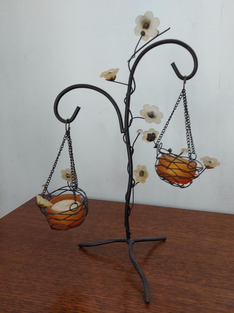 Bougeoir en métal, résine et verre, Enlèvement ou Envoi, Comme neuf, Noir, Métal