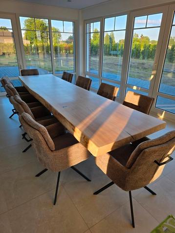 bureau tronc d'arbre, table de conférence, table tronc d'arb