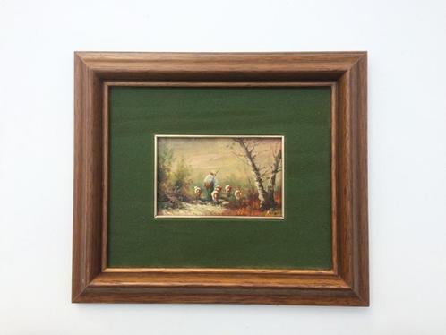 Olie op paneel: M. Ferran, " Herfst Landschap " (32 x 27), Antiek en Kunst, Kunst | Schilderijen | Klassiek, Ophalen of Verzenden