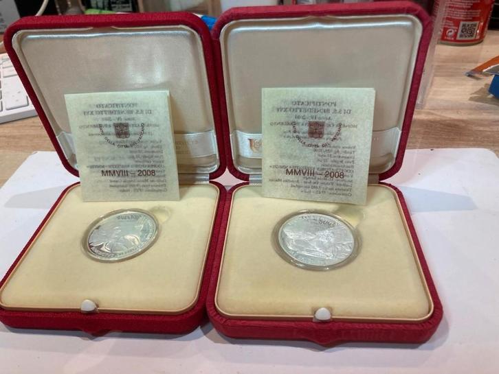 Vaticaan 5 + 10 Euro 2008, Timbres & Monnaies, Monnaies | Europe | Monnaies euro, Monnaie en vrac, 10 euros, Vatican, Argent, Enlèvement ou Envoi