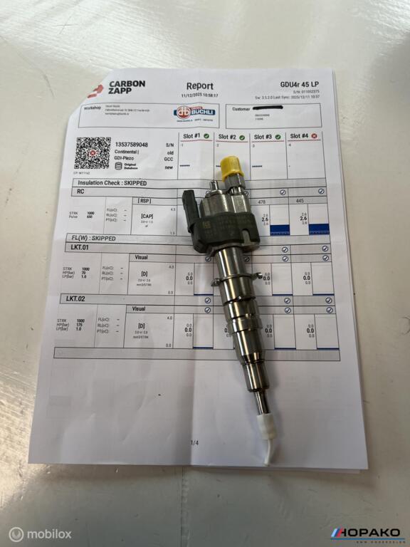 Injector N43 / N53 index 11 - 1353758904811 met testrapport, Auto-onderdelen, Brandstofsystemen, Gebruikt, Ophalen of Verzenden